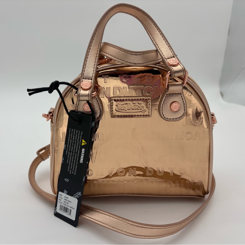Von Dutch Rose Gold Reflecting Mirror Bowling Bag - great Valentines gift!